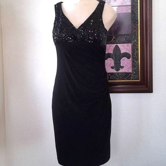 Jessica Howard Sequin wrap top Side Runch Dress - Picture 3 of 15